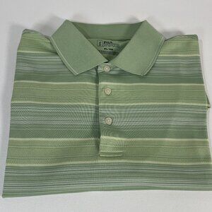 PGA TOUR Men's XL Green Striped Golf Polo Shirt, Performance‎ Wear